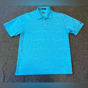 Tiger Woods L Mens Polo Shirt Blue Short Sleeves Paisley
